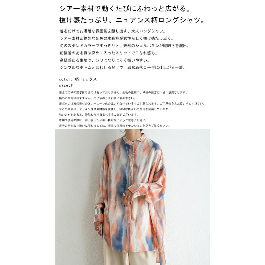 antiqua（アンティカ） 水彩柄シアーシャツ シャツ レディース