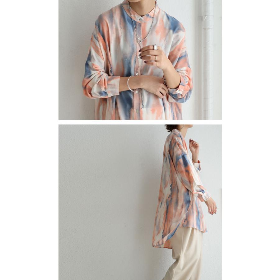 凛子 　antiqua アンティカ水彩柄シアーシャツ　あと１点 antiqua（アンティカ） 水彩柄シアーシャツ シャツ レディース
