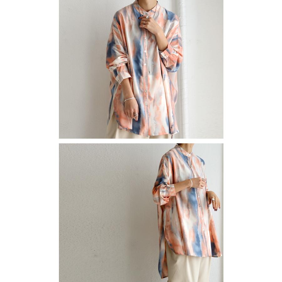 antiqua（アンティカ） 水彩柄シアーシャツ シャツ レディース