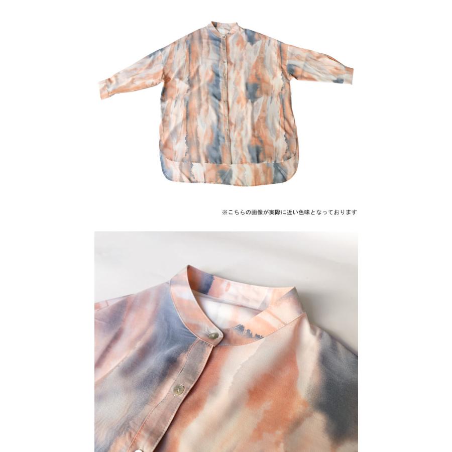 antiqua（アンティカ） 水彩柄シアーシャツ シャツ レディース