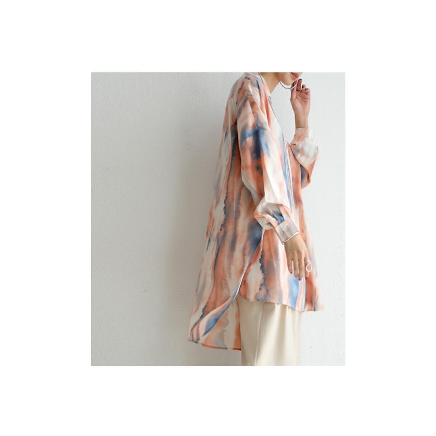 antiqua（アンティカ） 水彩柄シアーシャツ シャツ レディース 