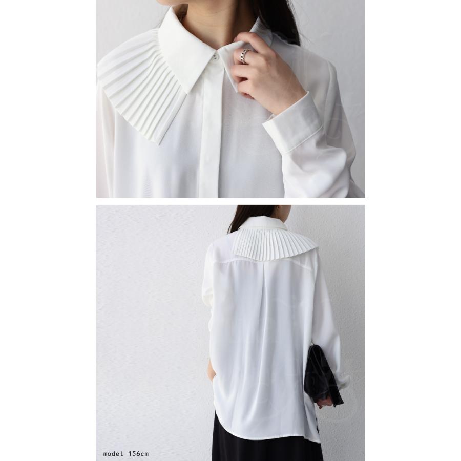 antiqua（アンティカ） 取り外し プリーツ襟付きシャツ レディース