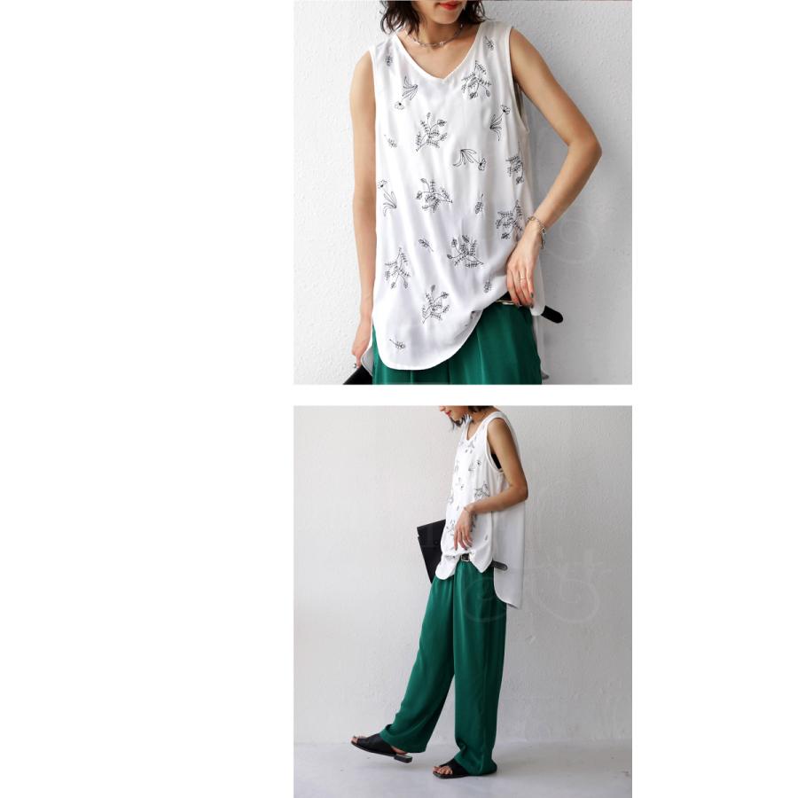 antiqua 花刺繍タンクトップ タンクトップ レディース トップス