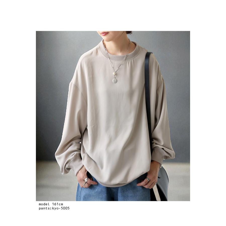 antiqua（アンティカ） リブ切替布帛トップス ブラウス レディース