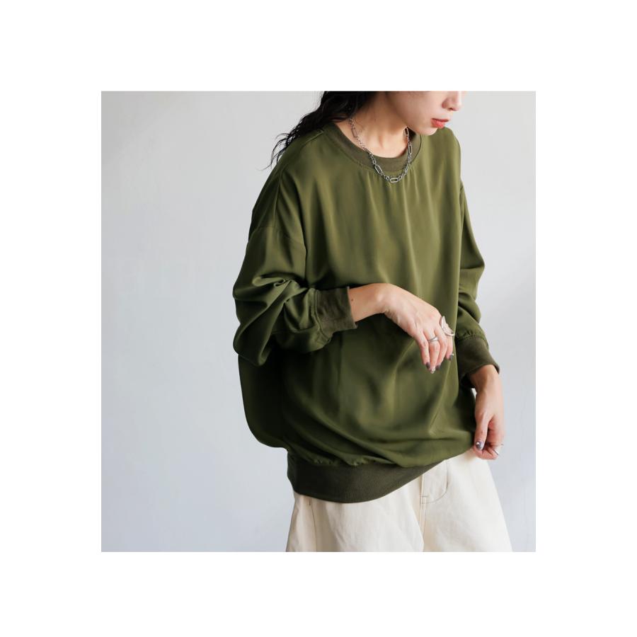 antiqua（アンティカ） 再入荷予定有!リブ切替布帛トップス ブラウス