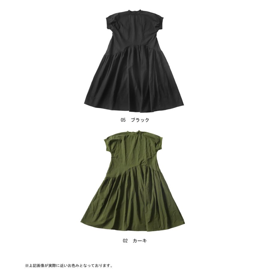 ギャザーワンピース ワンピース レディース ロング 半袖 送料無料・再入荷 。メール便不可の画像