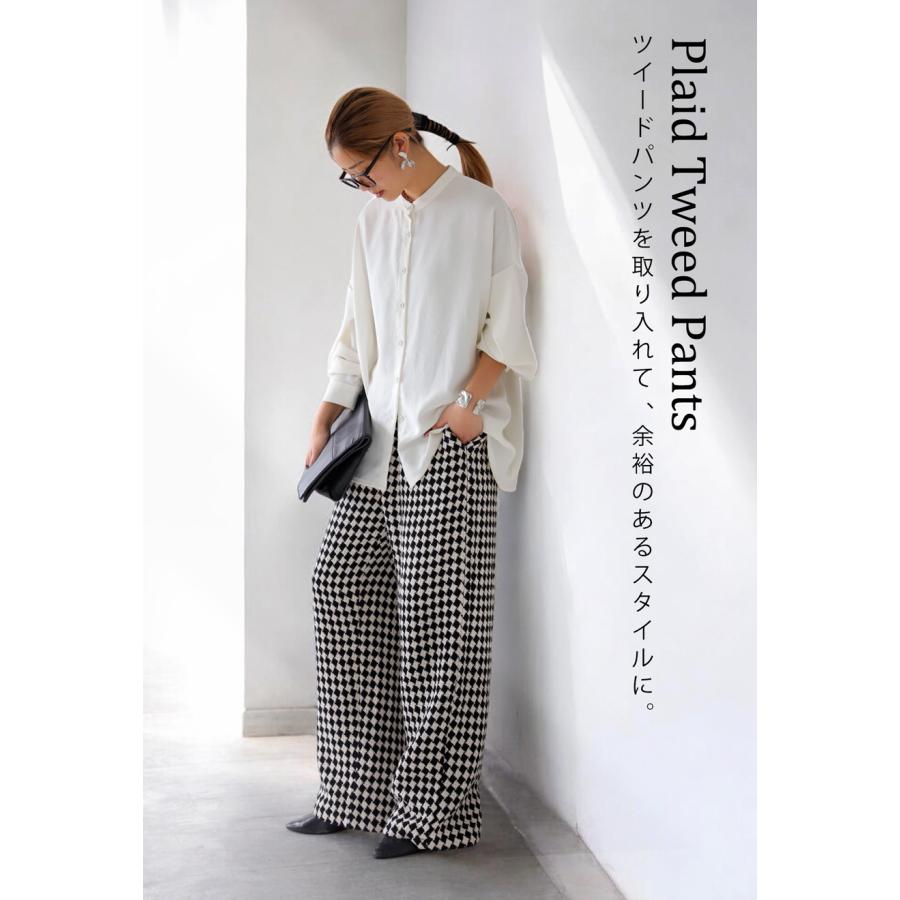 antiqua（アンティカ） 格子柄ツイードパンツ パンツ レディース