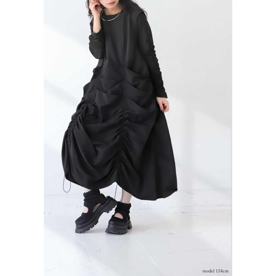 ギャザーワンピ ワンピース レディース ロング 送料無料・500ptメール便可 | antiqua | 04