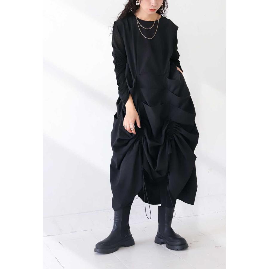 ギャザーワンピ ワンピース レディース ロング 送料無料・500ptメール便可 | antiqua | 10