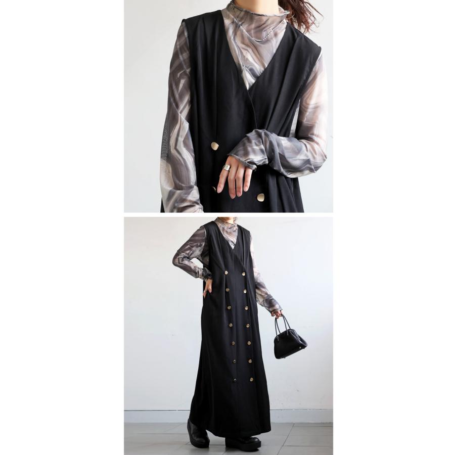 antiqua ロングジレ風ダブルワンピース レディース ワンピース