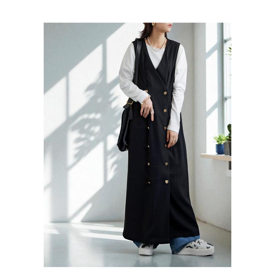 antiqua（アンティカ） ロングジレ風ダブルワンピース レディース