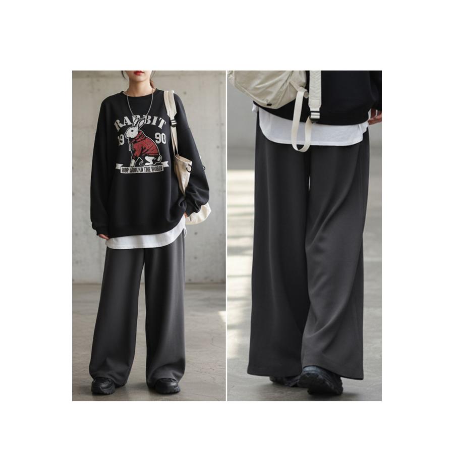 antiqua（アンティカ） 裏起毛 ジョーゼット ワイドパンツ レディース