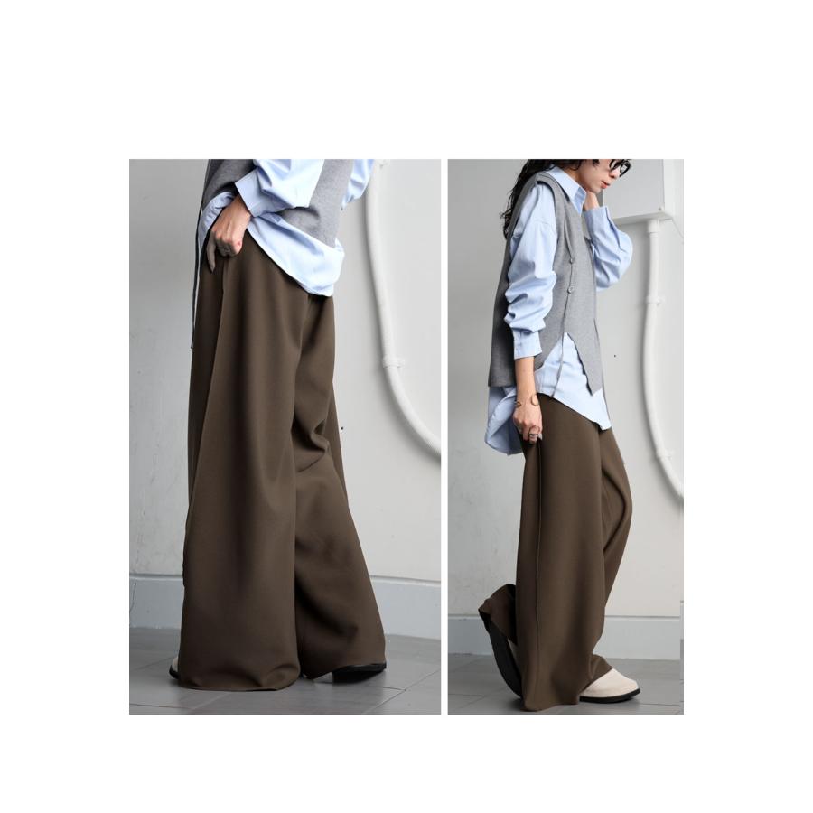 antiqua（アンティカ） 裏起毛 ジョーゼット ワイドパンツ レディース