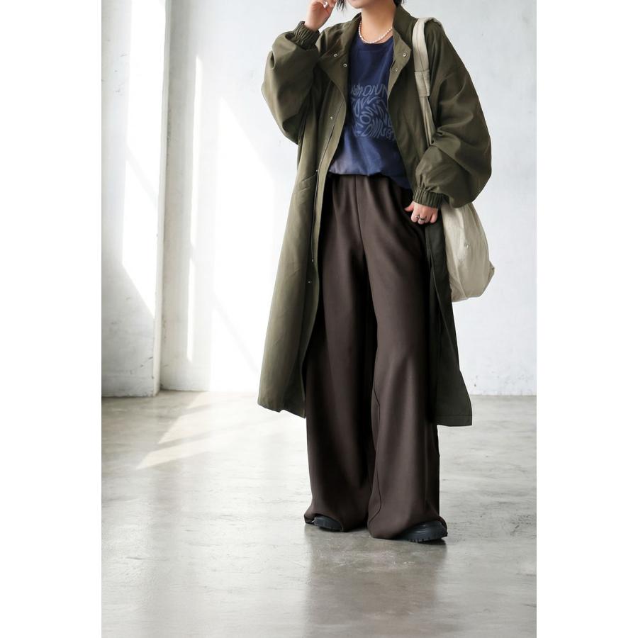 antiqua（アンティカ） 裏起毛 ジョーゼット ワイドパンツ レディース