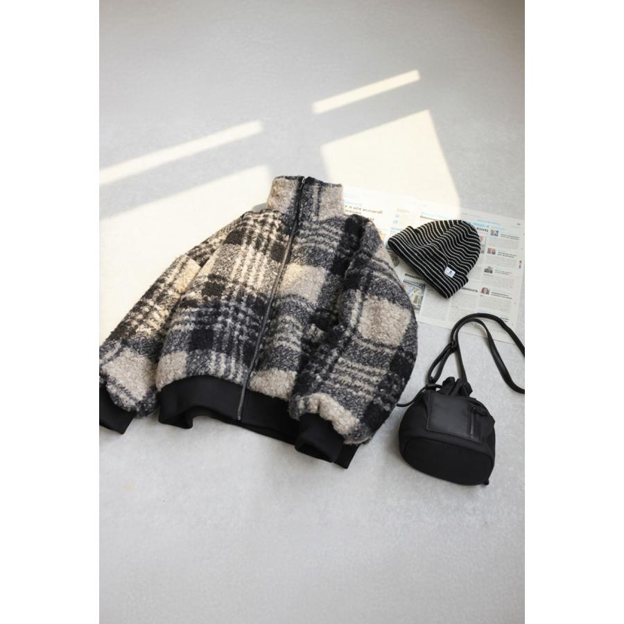 antiqua（アンティカ） チェック柄 ボアジャケット レディース