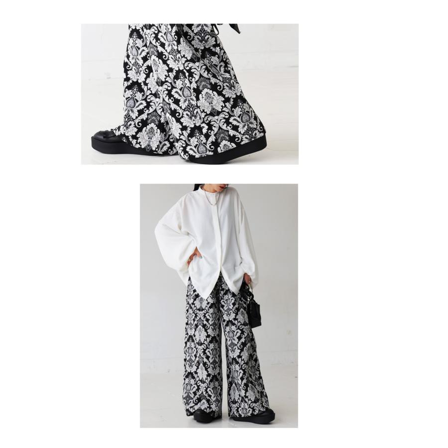 antiqua（アンティカ） 大柄 ジャガード ワイドパンツ レディース