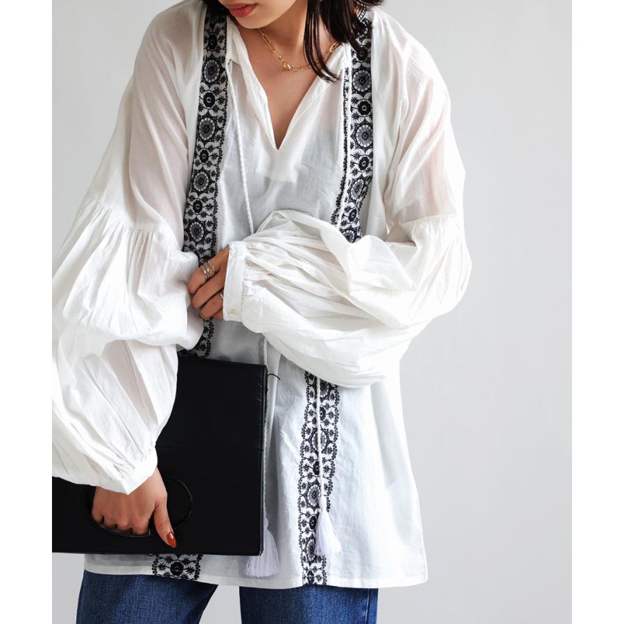 antiqua（アンティカ） インド綿 刺繍ブラウス レディース トップス 綿 