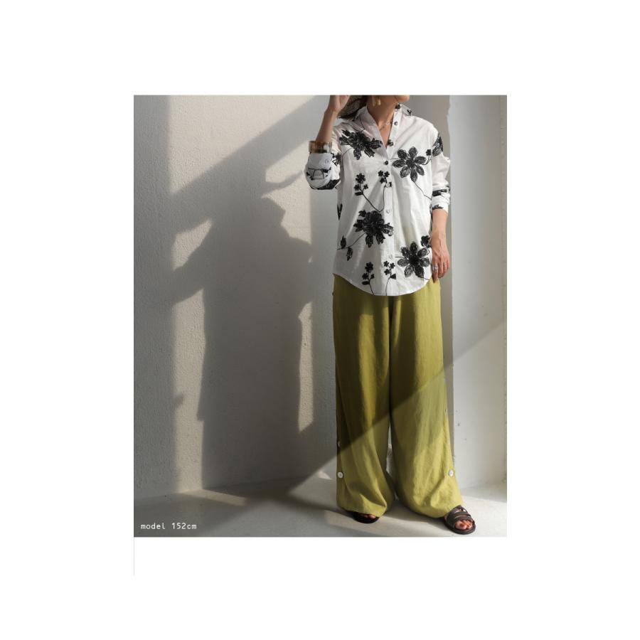 antiqua（アンティカ） 刺繍花柄シャツ シャツ レディース トップス