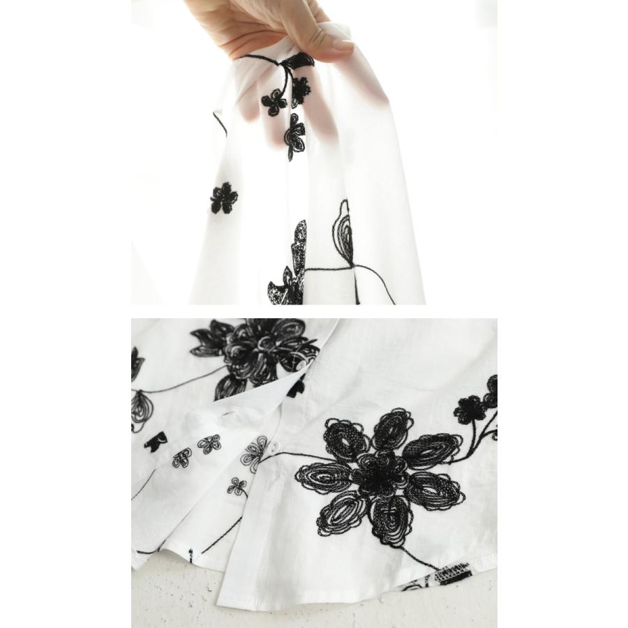 antiqua（アンティカ） 刺繍花柄シャツ シャツ レディース トップス