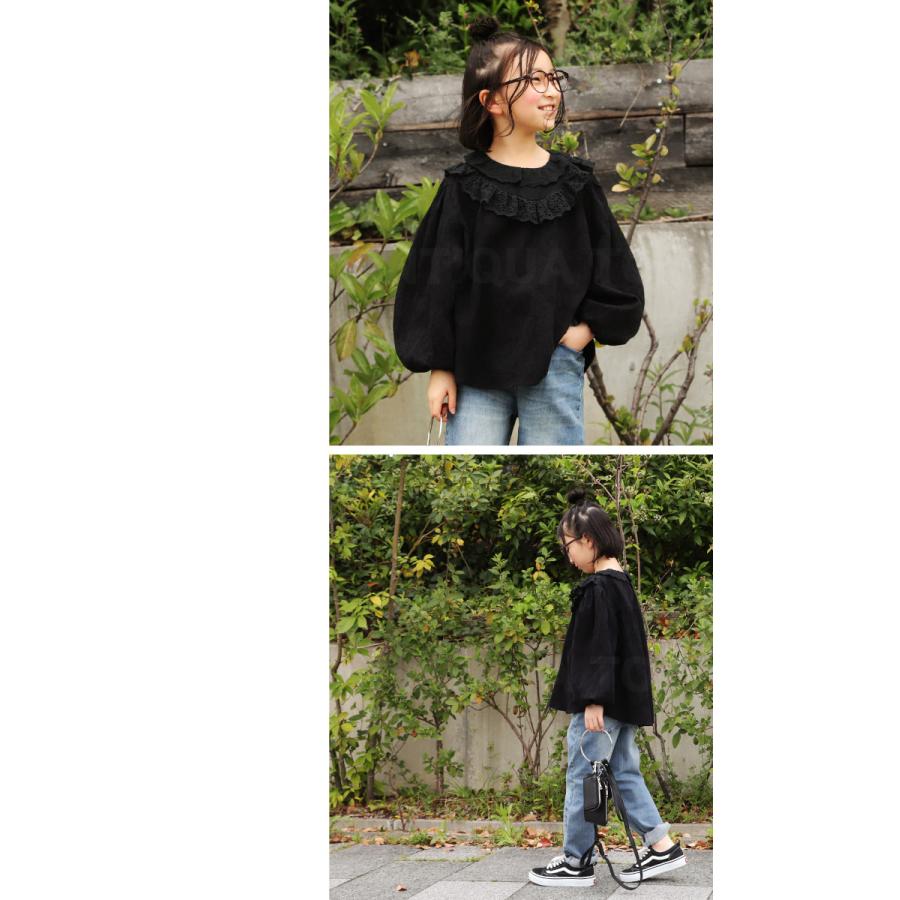 antiqua（アンティカ） トップス 長袖 ブラウス フリル レース 子供服