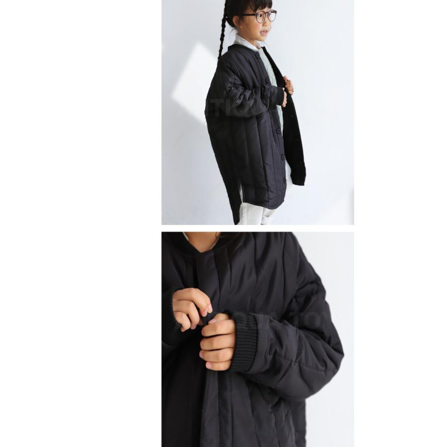 antiqua キルティング ロングコート 黒 antiqua（アンティカ） ノーカラーコート アウター ロング丈