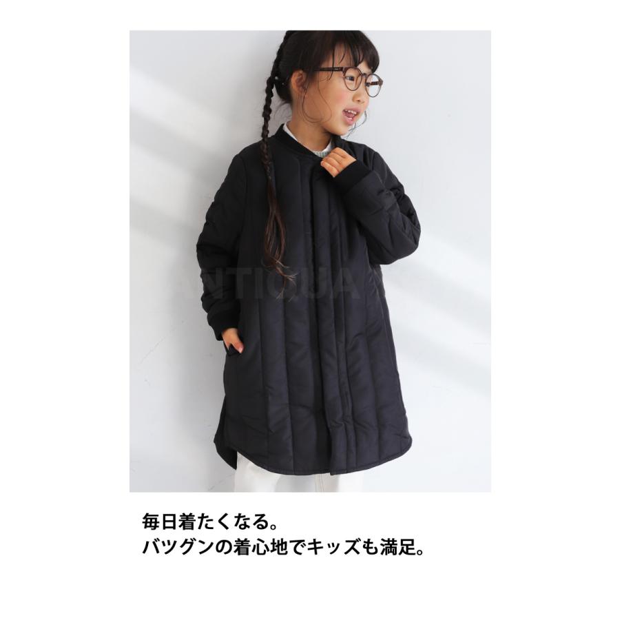 antiqua キルティング ロングコート 黒 antiqua（アンティカ） ノーカラーコート アウター ロング丈