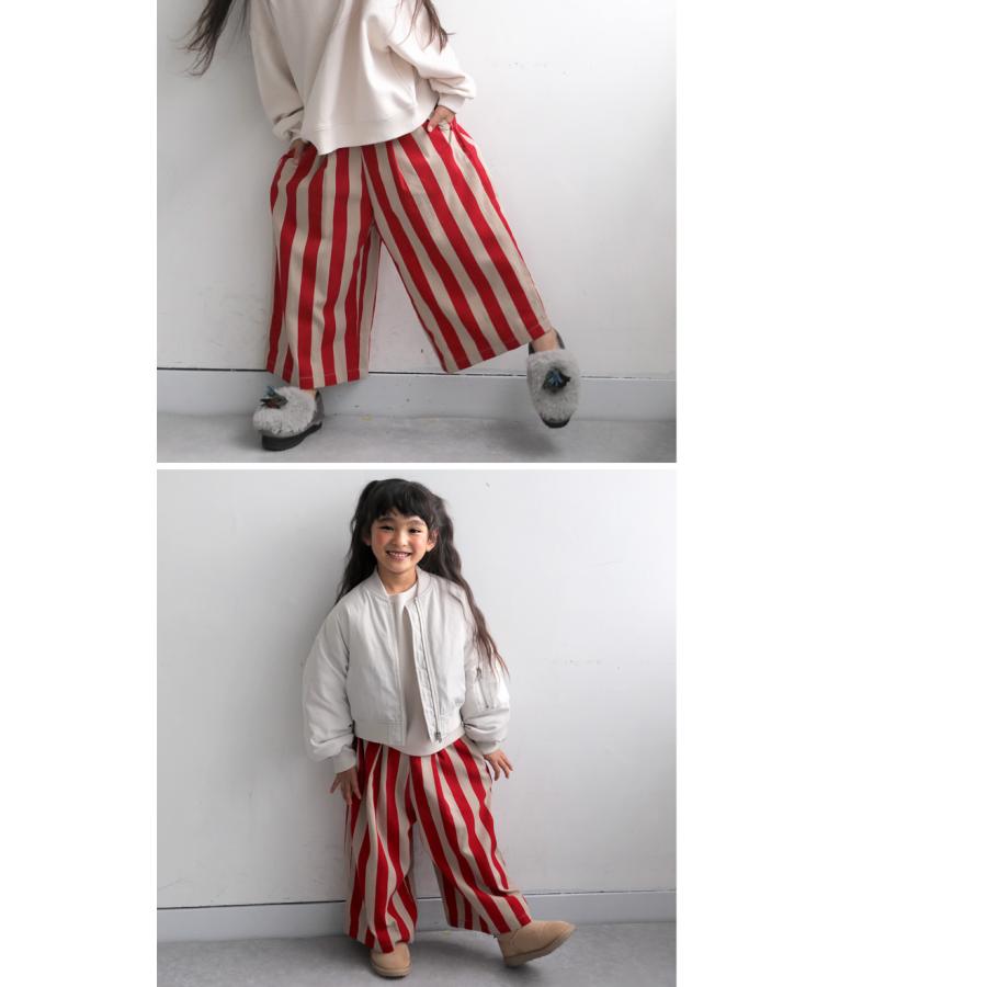 antiqua ストライプ柄 ワイドパンツ キッズ 子供用 ジュニア antiqua ストライプ柄 ワイドパンツ キッズ 子供用 ジュニア