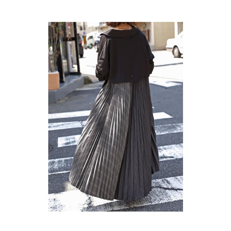 antiqua＊チェック柄プリーツトレンチコート antiqua（アンティカ） アウター コート トレンチ 長袖 レディース