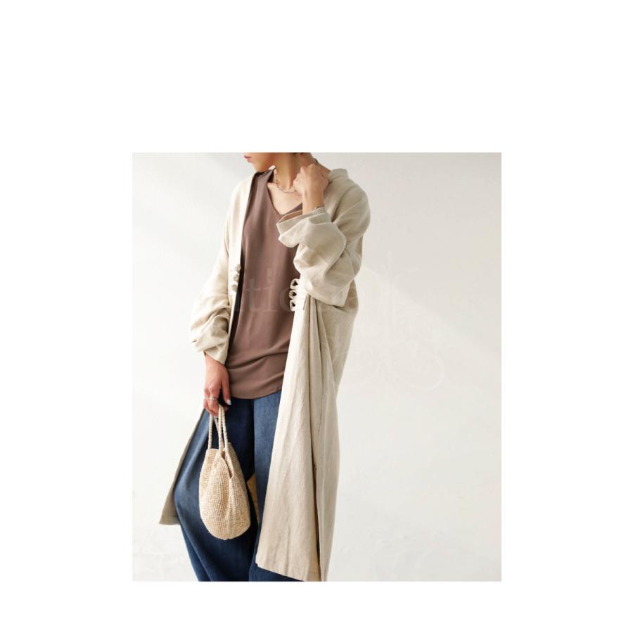 【antiqua】新品アンティカKINU 綿麻ロングジャケット　アート花柄 antiqua 綿麻 ロングジャケット ジャケット レディース 羽織