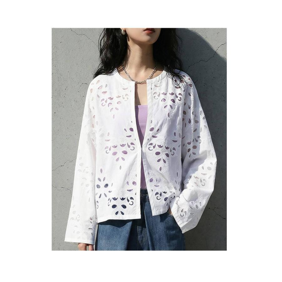 antiqua（アンティカ） 刺繍 レース カーディガン レディース 長袖