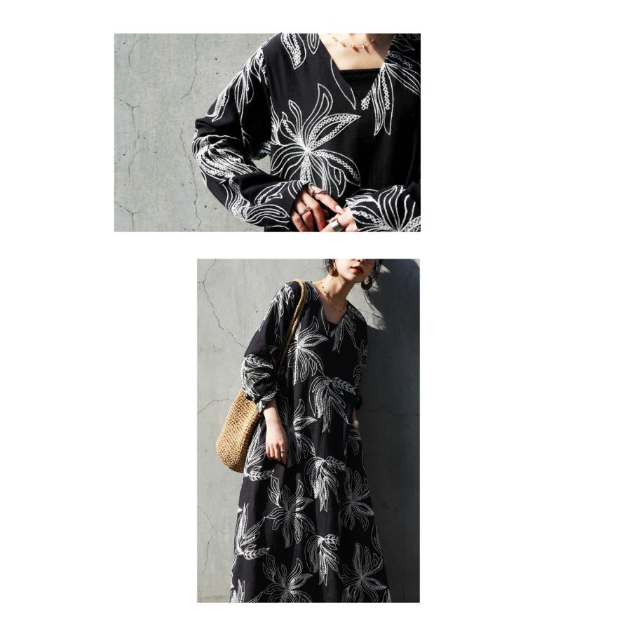 antiqua（アンティカ） ボタニカル柄 ワンピース ロング レディース