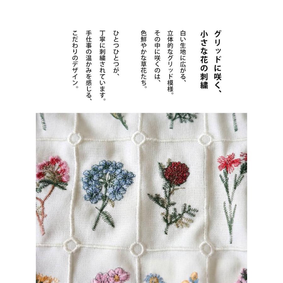 シャツ レディース 花柄 刺繍 バンドカラー 長袖 送料無料・再入荷 500ptメール便可の画像