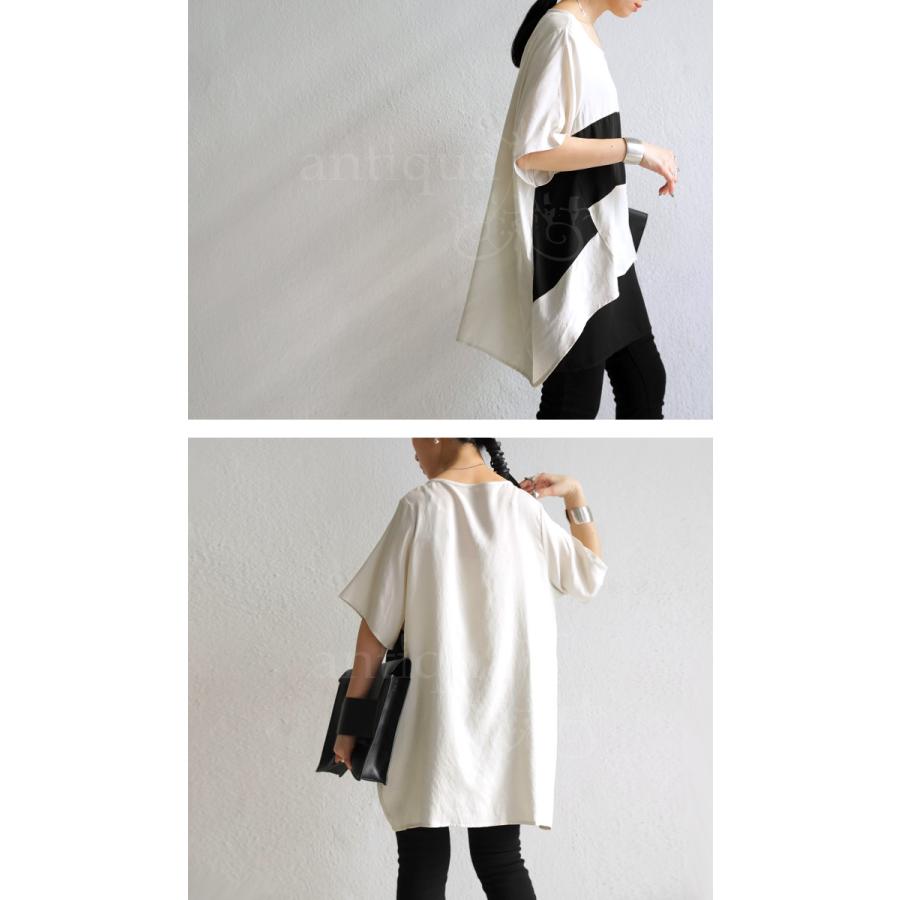 antiqua⭐廃盤シフォンアートトップス antiqua（アンティカ） シフォン切替え 変形トップス レディース