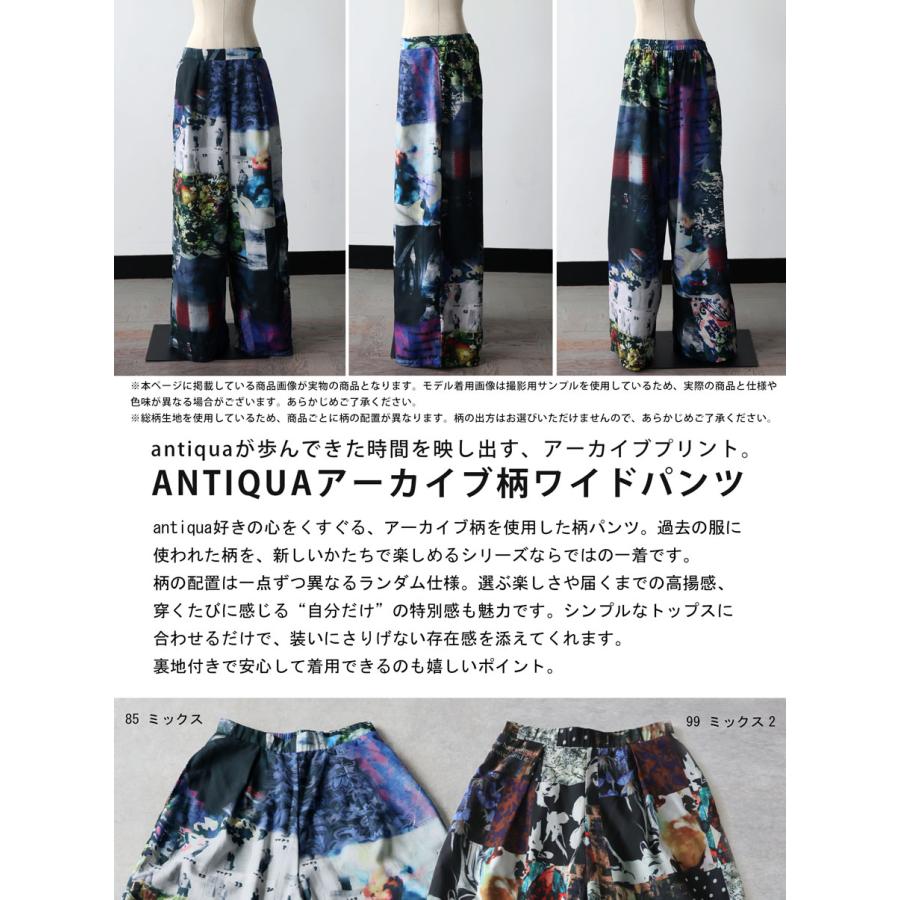 antiqua（アンティカ） ワイドパンツ レディース ロング 柄パンツ 配色
