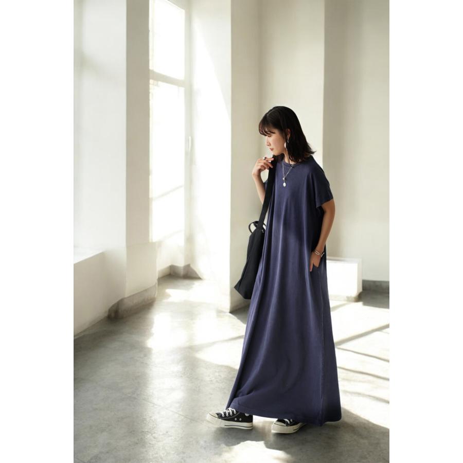 antiqua（アンティカ） 綿100 ゆったりTシャツワンピ 半袖 ロング丈