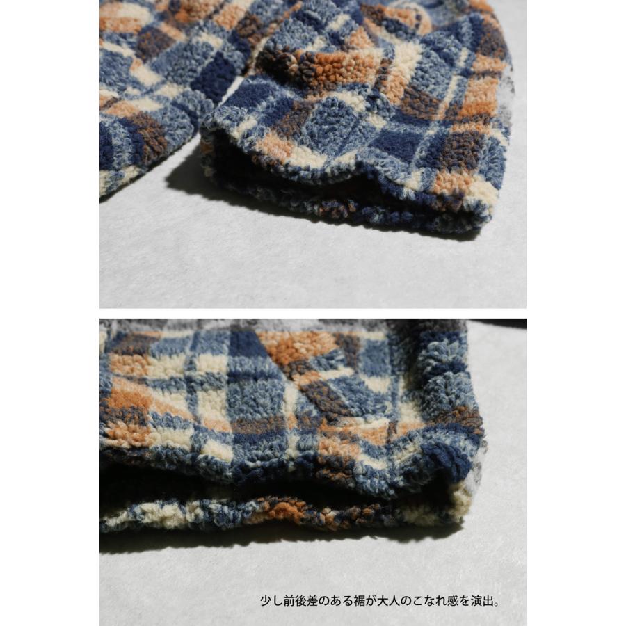 antiqua（アンティカ） チェック柄 ボアジャケット レディース