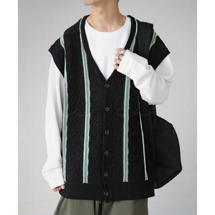 antiqua（アンティカ） 配色ライン ニットベスト ベスト メンズ