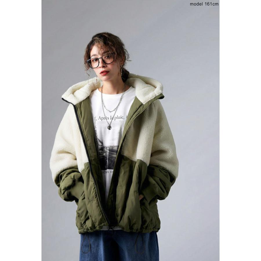 antiqua（アンティカ） 異素材 切替 ボアアウター レディース アウター