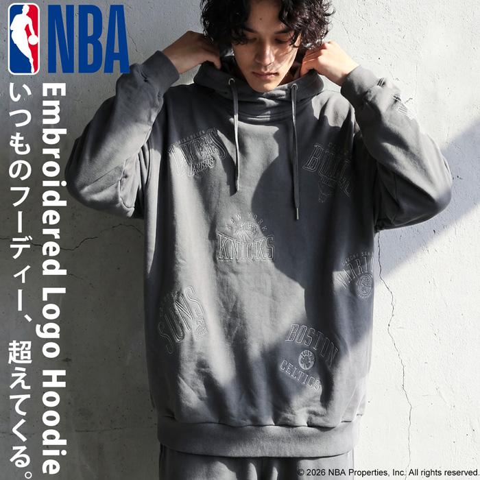 antiqua（アンティカ） NBA公式 刺繍ロゴ 裏毛 フーディー メンズ 綿