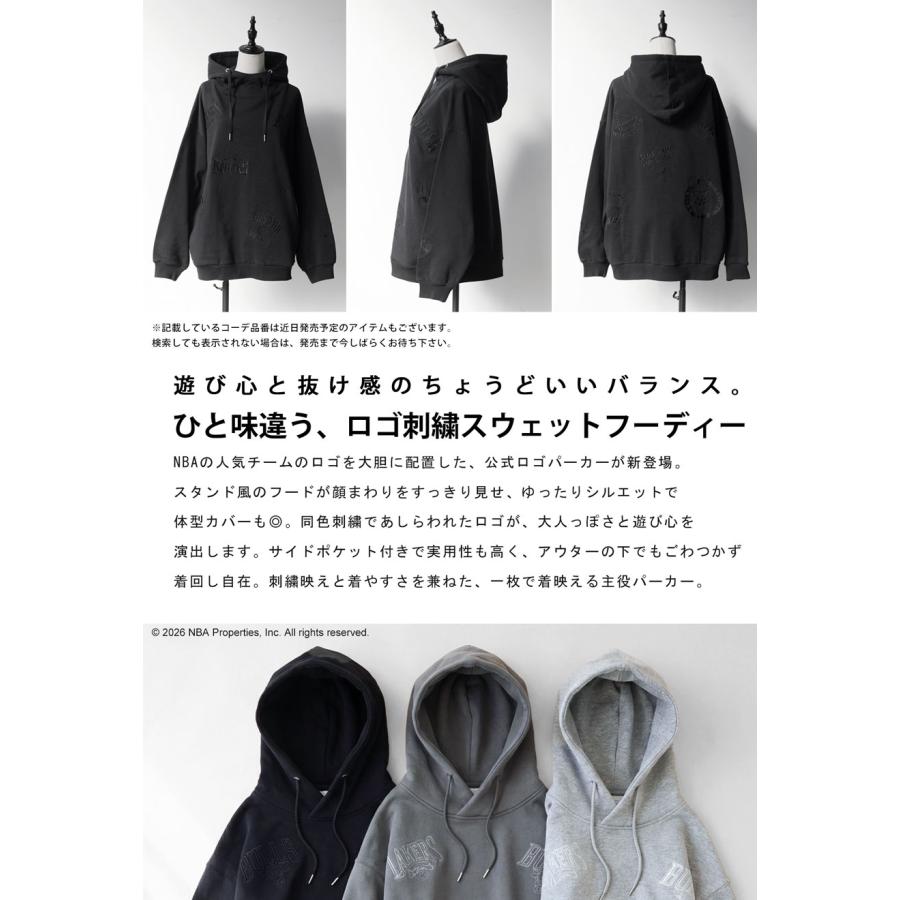 NBA公式 刺繍ロゴ 裏毛 フーディー メンズ 綿100 送料無料・メール便不可 | antiqua | 04