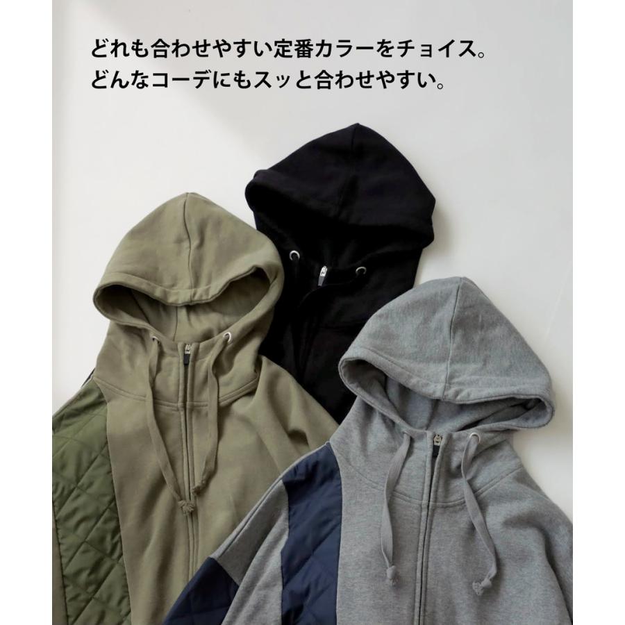antiqua（アンティカ） キルティング切り替え パーカー レディース