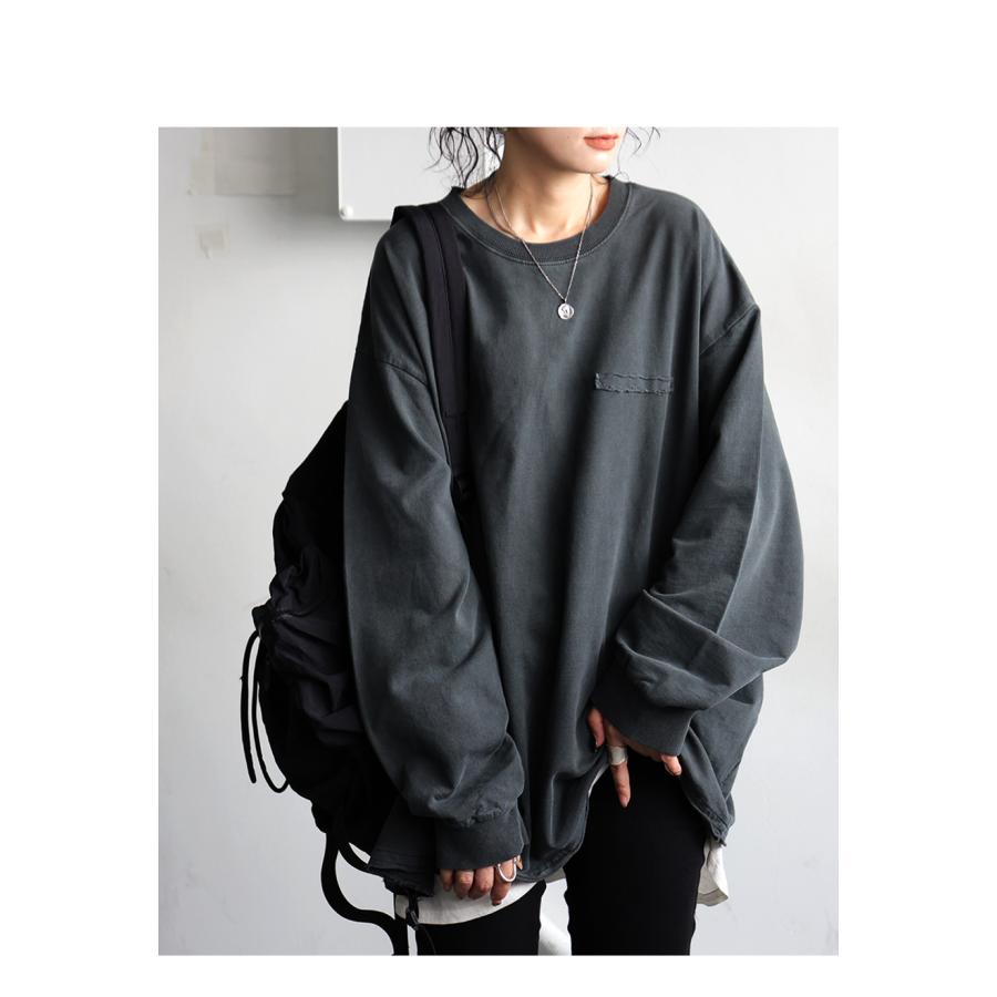antiqua（アンティカ） ピグメント加工 ロングTシャツ レディース
