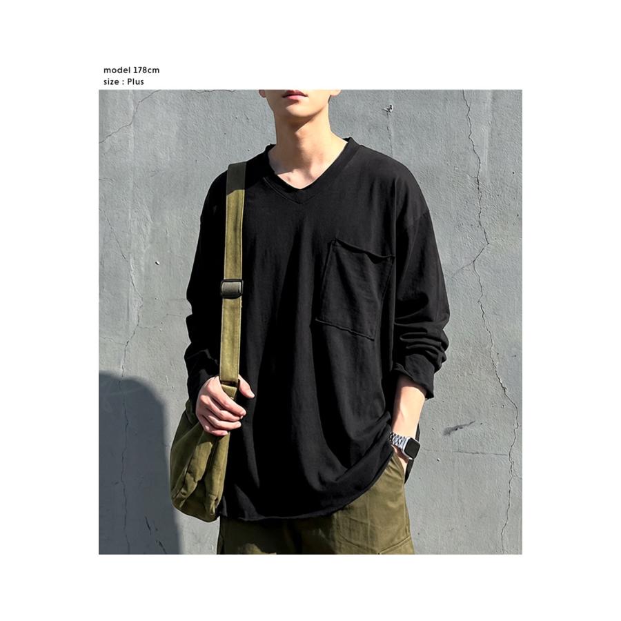antiqua（アンティカ） カットオフ Vネック ロンT 長袖 メンズ 綿100