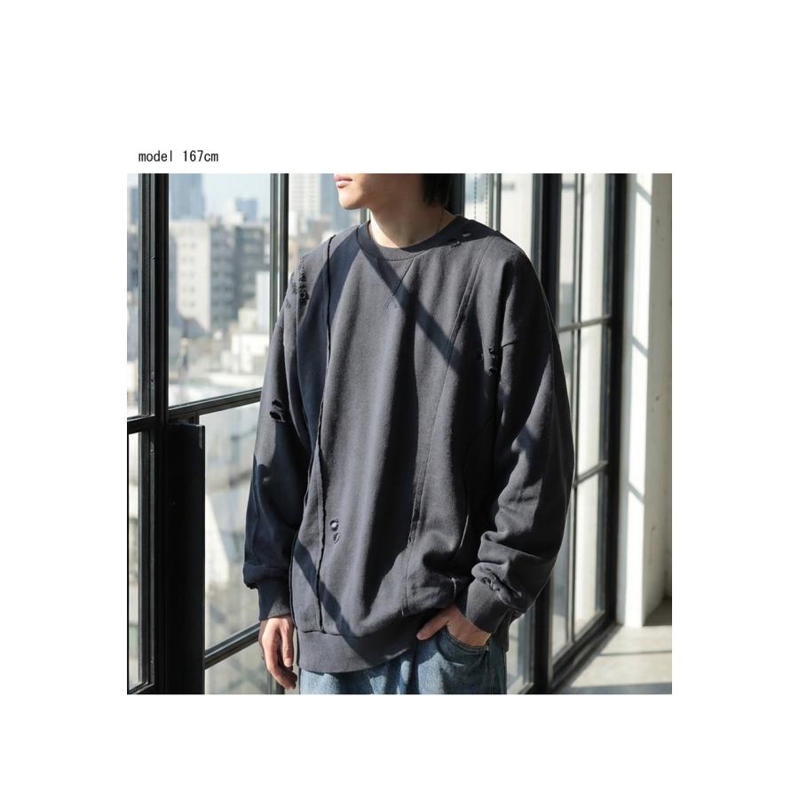 antiqua（アンティカ） ダメージ加工 スウェット メンズ トレーナー
