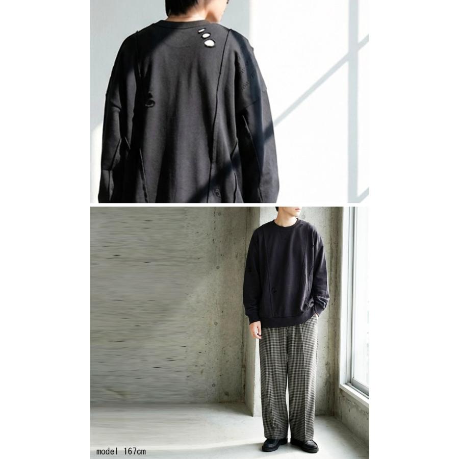 antiqua（アンティカ） ダメージ加工 スウェット メンズ トレーナー