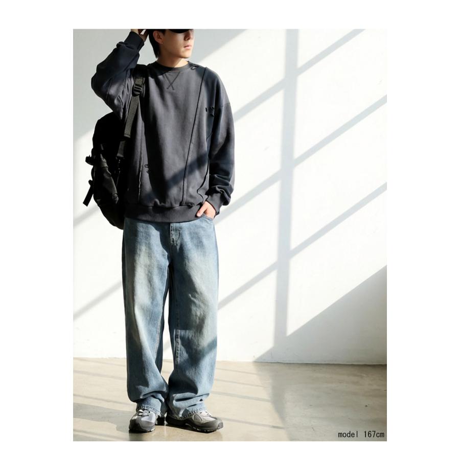 antiqua（アンティカ） ダメージ加工 スウェット メンズ トレーナー