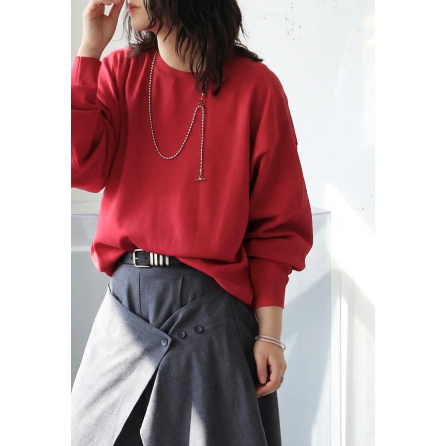 マシュマロタッチ ニット レディース 長袖 無地 クルーネック・メール便不可 | antiqua | 23