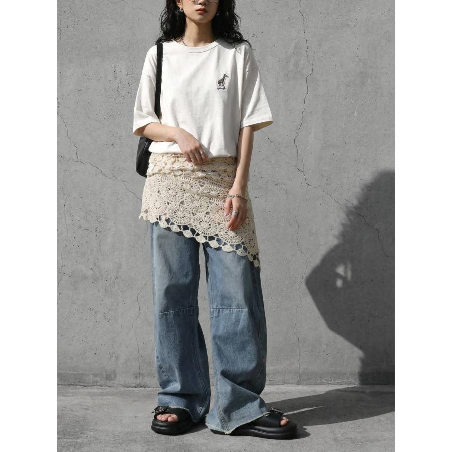 接触冷感 Tシャツ レディース 半袖 綿100% アニマル刺繍 ・再入荷 50ptメール便可 | antiqua | 16