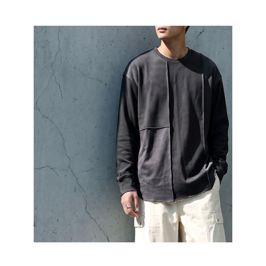 antiqua（アンティカ） カットソー メンズ 長袖 クルーネック ワッフル