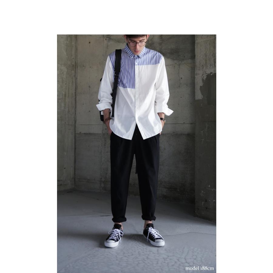 トップス シャツ 長袖 メンズ 綿 綿100 ストライプ ストライプ切替シャツ 送料無料 4月15日0時 再再販 メール便不可 Ze m Antiqua 通販 Yahoo ショッピング